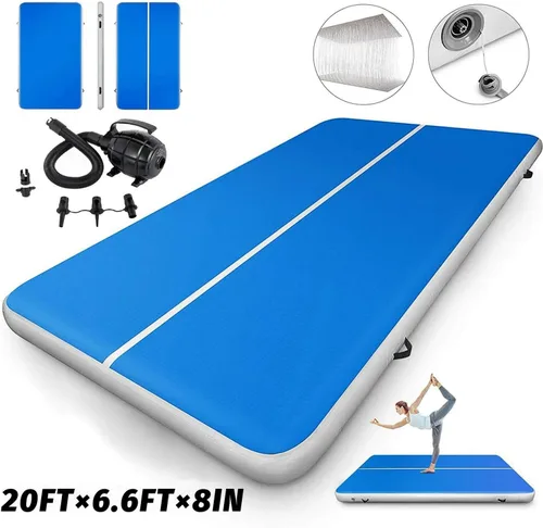Vista 4 de 20FTx6.6FT Air Gymnastics Track Mat,8 inches Thickness Gymnastics Tumbling Air Mat Inflatable Tumble Track with Electric Air Pump, for