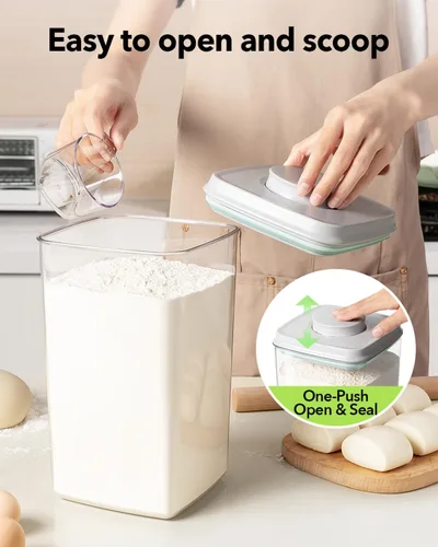 Vista 2 de Ankou Recipiente hermético de almacenamiento de alimentos con tapa y cuchara de 4.4 fl oz, 4 L/4.2 cuartos de galón sin BPA, contenedor de arroz