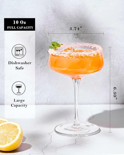 Vista 7 de JBHO Copas de Martini y copas de champán, juego de 4 copas de cristal, copas de cóctel, copas de champán sopladas a mano para Espresso Martini