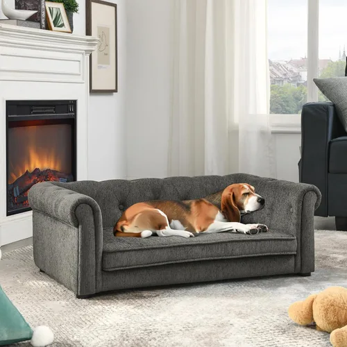 Vista 11 de KEIKI Cama para perros medianos y grandes, sofá cama elevada para perros, sofá cama elevada duradera para perros con patas, cama para mascotas de 39