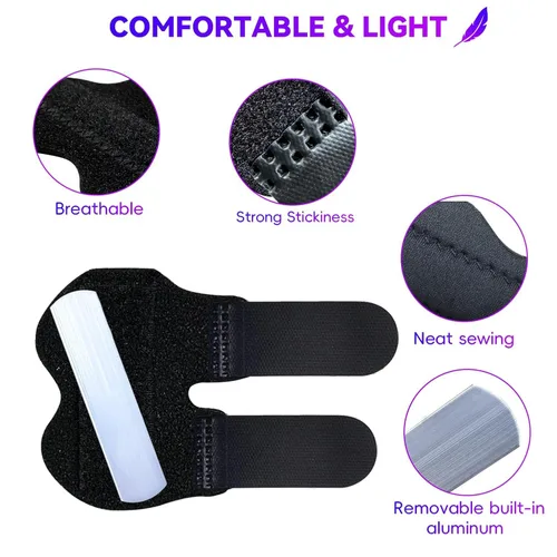 Vista 4 de 2 férulas pequeñas para dedos, férulas ajustables para el dedo, enderezadora para artritis tensada rota para meñique, férulas índice