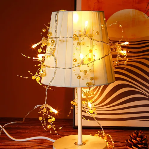 Vista 6 de Guirnalda de Navidad con luces de Very100 de 8.3 pies, guirnalda festiva con cuentas de bayas iluminadas, decoraciones navideñas para chimenea