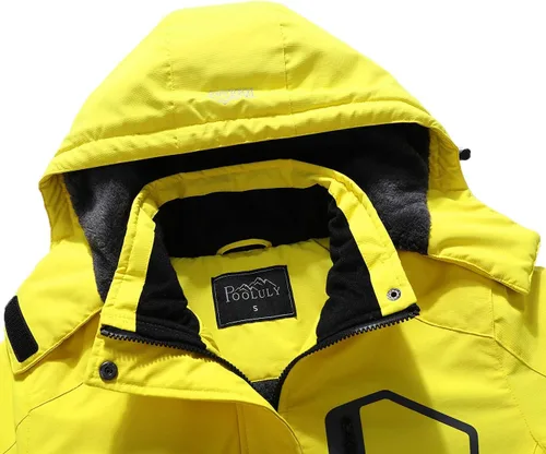 Vista 5 de Pooluly - Chaqueta de invierno para esquísnowboard para mujer, con capucha, impermeable, rompeviento
