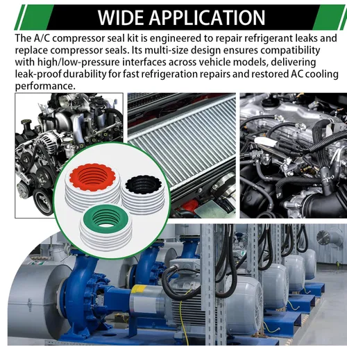 Vista 7 de Kit surtido de 120 piezas de arandelas de sello de compresor de A/C, 18 tamaños, 3 colores, sistema de aire acondicionado automotriz, kit de juntas