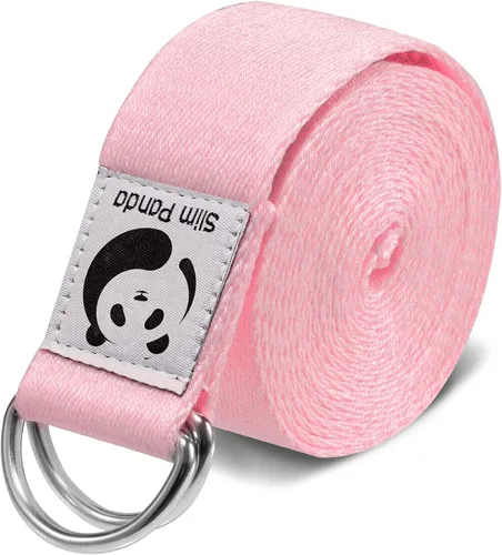 Vista 12 de Correa de yoga Slim Panda para estiramiento, Correa de yoga de algodón con hebilla ajustable en forma de D, Correa de yoga no elástica para pilates