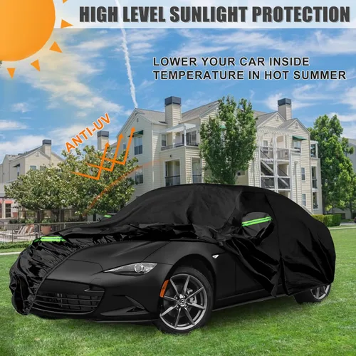 Vista 4 de Funda impermeable para automóvil compatible con Mazda MX-5 Miata 1989-1997, 210T para todo tipo de clima, con interior de algodón y puerta