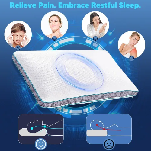 Vista 6 de Almohadas de espuma viscoelástica, almohada para dormir de lado Blanco