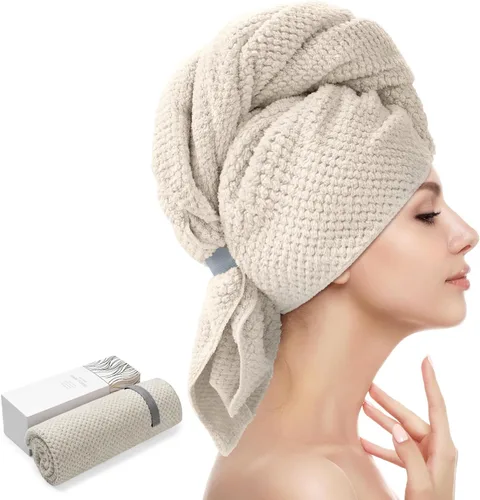Vista 12 de YFONG Toalla Envolvente Grande para Cabello para Mujeres, Toalla de Cabello de Microfibra Súper Absorbente para Cabello Rizado, Turbantes de Cabello