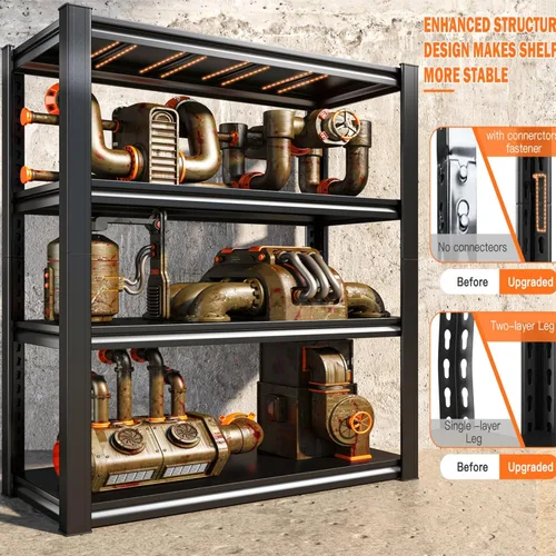 Vista 4 de Raybee Estantería de garaje de 40 pulgadas de ancho resistente, estanterías de almacenamiento de garaje resistentes, estantes de metal ajustables