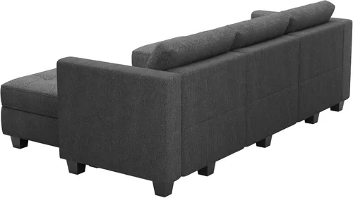 Vista 56 de Belffin Sofá modular modular con tumbonas dobles en forma de U, modular con asiento de almacenamiento, sofá modular con otomanas reversibles