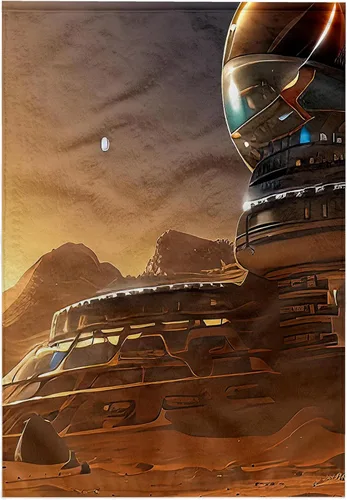 Vista 7 de 3dRose Paño de lavado 11x12 para cara y cuerpo - Fantasy Settlement en Marte por la noche. Arte digital genial para ti Alexis Design - Space Mars