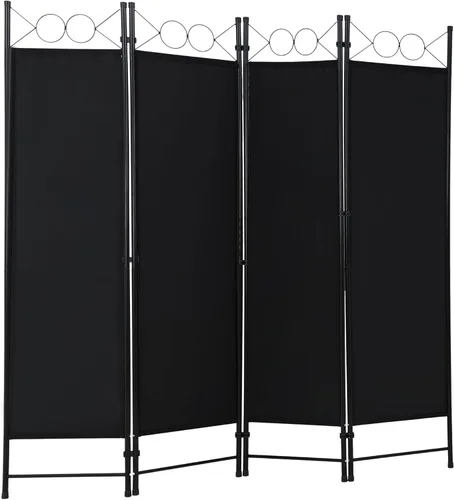 Vista 11 de Divisor de habitación de 4 paneles, marco de acero de 6 pies, pantalla plegable de privacidad, división independiente para el hogar, oficina, Beige