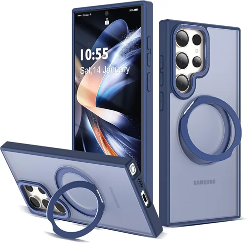 Vista 40 de Funda compatible con Samsung Galaxy S22 y S23 Ultra con soporte de anillo magnético giratorio 360 compatible con protección militar Mag-Safe, funda