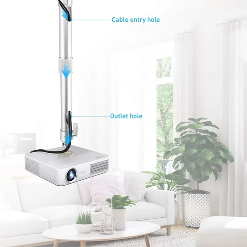 Vista 6 de NIERBO Colgador universal de montaje en pared para proyector, cabezal giratorio de 360° con longitud extensible, soporte de montaje de 11.8 a 19.7