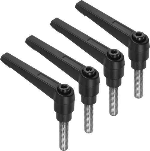 Vista 16 de uxcell 4 piezas de mangos de palanca de sujeción, M8 x 25mm de acero de carbono con óxido negro roscado, mangos ajustables con cierre de liberación