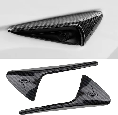 2 fundas laterales para cámara compatible con Tesla Modelo 3 (2017-2023) Modelo Y (2019-2022), cubiertas laterales de señal de giro, accesorios