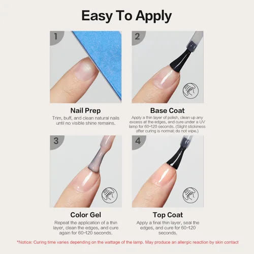 Vista 6 de CurvLife Esmalte de uñas de gel brillante transparente de 0.5 onzas líquidas y capa superior de 0.5 onzas líquidas, secado por LED UV, esmalte