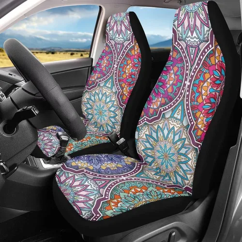 Vista 41 de Bulopur - Fundas abstractas de estilo bohemio con mandala para asientos de automóvil, juego de 2, fundas universales delgadas para asientos