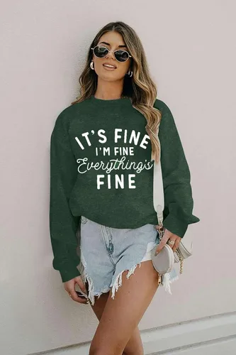 Vista 62 de Sudadera de gran tamaño para mujer, sudadera divertida con frases divertidas, casual, cuello redondo, suéter de manga larga para otoño