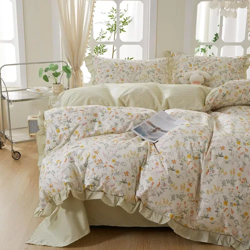 Vista 71 de mixinni Juego de funda de edredón de algodón floral para niñas y adolescentes, con lazos de cremallera, fácil cuidado, ultra suave y transpirable