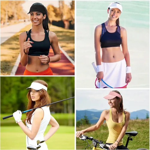 Vista 7 de Ultrafun Visera deportiva unisex con protección UV ajustable para playa, piscina, golf, tenis