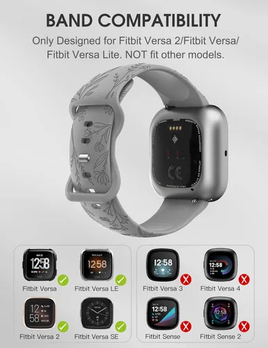 Vista 3 de Minyee Paquete de 3 correas grabadas florales compatibles con Fitbit Versa 2/Versa Lite, silicona suave, patrón de flor de diente de león, correa