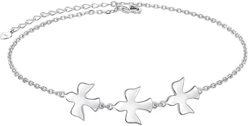 DAOCHONG Tobilleras de plata de ley S925 con bonitos animales, estilo bohemio, playa, para mujeres, adolescentes y niñas, ajustable de 9 a 10.5