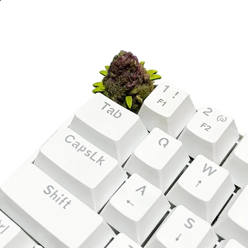 Vista 6 de Teclado personalizado para teclado mecánico para juegos - Diseño de flores de marihuana (violeta)