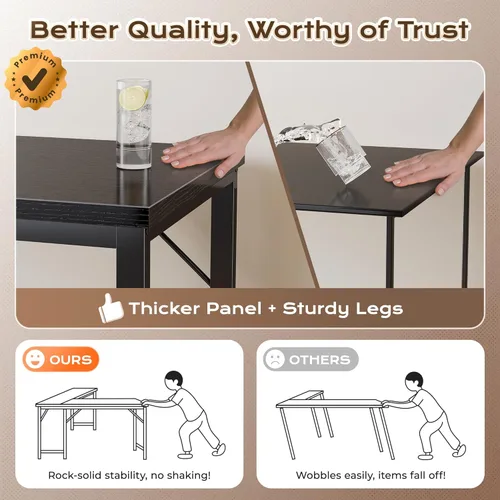 Vista 7 de Huuger Escritorio en forma de L de 55 pulgadas con tomas de corriente y puerto USB-C, escritorio de computadora reversible, escritorio de esquina