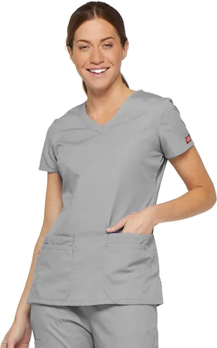 Dickies EDS Signature - Ropa quirúrgica para mujer, ajuste contemporáneo, cuello en V, popelina cepillada suave 85906