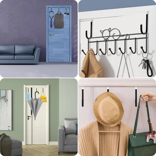 Vista 5 de Manesi Ganchos para colgar sobre la puerta, goma suave para evitar arañazos, ganchos para colgar en la puerta, para baño, sala de estar, dormitorio