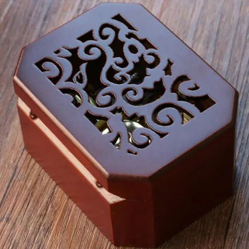 Vista 5 de FnLy Caja musical de madera grabada antigua, A Time for Us from Romeo and Juliet, con movimiento chapado en oro, octogonal