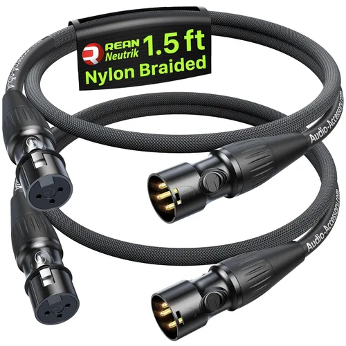 Vista 11 de Cables XLR 25 pies 2 Pack, 20 AWG, Cable de micrófono trenzado de nylon reforzado con Kevlar, Conectores Rean chapados en oro profesionales