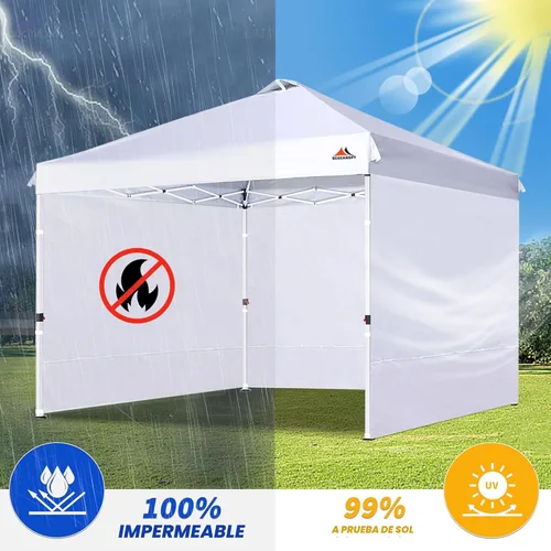 Vista 4 de SCOCANOPY SideWall para marco de toldo de 12 x 12 pies, pack de 3 paredes solares solamente, (blanco)