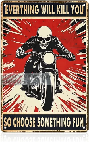 Vista 124 de Letrero de metal con texto en inglés "I Do What I Want Cat Riding Motorcycle Retro Wall Art Decor for Home Office Bar Wall Decor 8x12