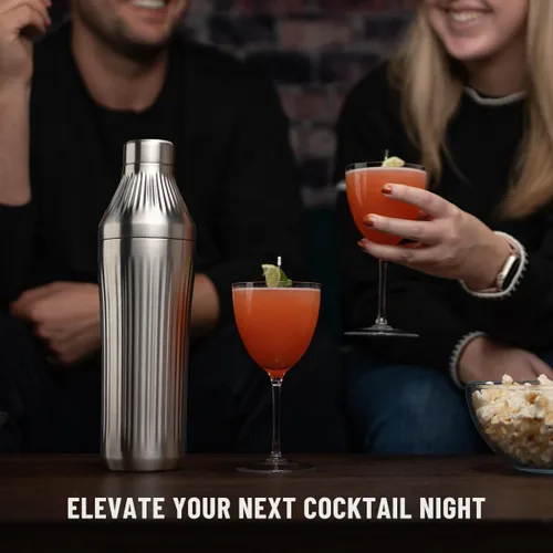 Vista 9 de Elevated Craft Diamond Edition Juego de Coctelera Híbrida - Acero Inoxidable Premium con Aislamiento al Vacío, 28 oz, Incluye Colador Integrado