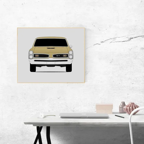 Vista 8 de Custom Car Posters Handmade Poster compatible with Pontiac GTO (1965-1967) 1st Generation Print Wall Art Décor - 11x14 Satin Print (Unframed)