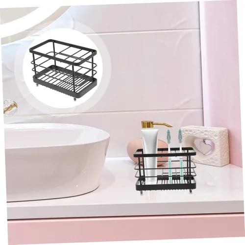 Vista 6 de Cabilock Soporte para pasta de dientes, pequeño soporte cromado para cepillos de dientes para baño, inoxidable inoxidable, soporte de exhibición