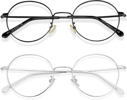 Vista 29 de Cyxus Gafas Redondas con Bloqueo de Luz Azul para Hombres y Mujeres, Marco de Alambre, Ultraligeras, Cómodas, para Oficina, Computadora