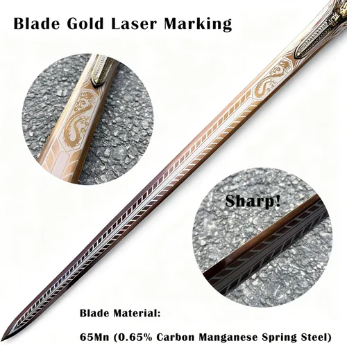 Vista 6 de Espada Han de dragón dorado de 40.9 pulgadas con vaina para colección