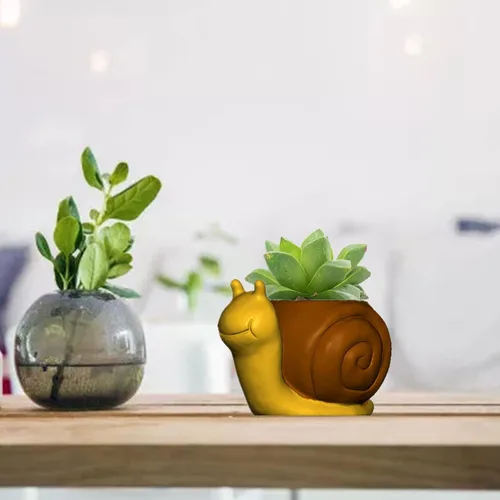 Vista 6 de appuivbt Molde de resina de caracoles animales epoxi para macetas, plantas suculentas, maceta, moldes de cemento, florero, molde de arcilla