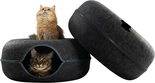 Vista 44 de Cattasaurus Peekaboo - Cueva para gatos, extra espaciosa para múltiples y grandes gatos de más de 12 libras, camas desmontables para gatos