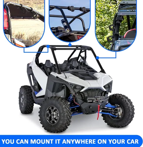 Vista 6 de Wsays Soporte para pistolas UTV, correas de goma ajustables para barras de rodillo de 1 a 2 pulgadas, compatible con Polaris RZR Ranger Fit Can Am