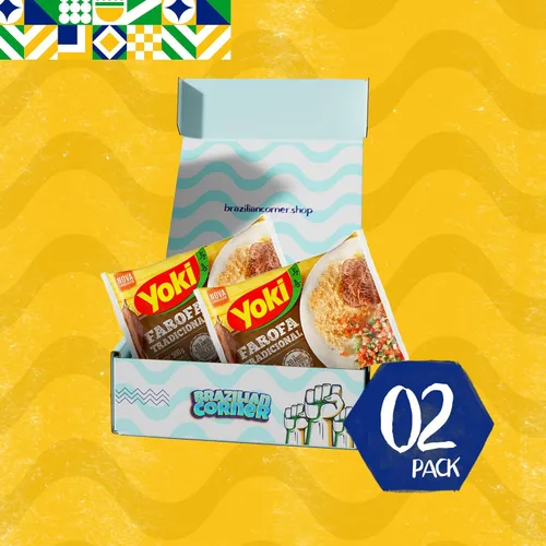 Vista 3 de Yoki - Paquete de esquina brasileña de harina de yuca sazonada [2 unidades] 17.6 onzas Farofa De Mandioca Pronta Temperada Yoki 17.64 oz
