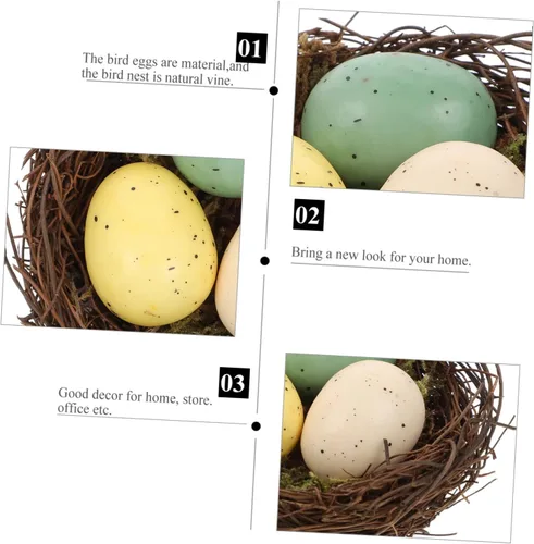 Vista 6 de 1 Uds. Decoración artificial de nido de pájaro con huevos, vid natural, decoración del hogar para exhibiciones creativas, bricolaje, micro paisaje