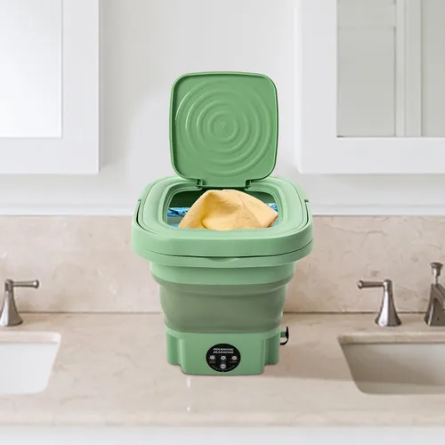 Vista 2 de Lavadora pequeña, de 8 litros/2.11 galones, mini lavadora plegable con cesta de drenaje, lavadora portátil multifuncional para el hogar, hotel, casa