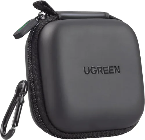 Vista 8 de Funda UGREEN para auriculares, Funda impermeable para auriculares compatible con AirPods Pro, Estuche para auriculares con mosquetón de acero Negro