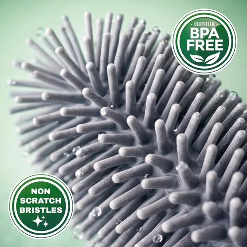 Vista 5 de Juego de cepillos para botellas 6 en 1 con soporte, kit de limpieza multiusos para biberones, botellas de agua reutilizables, popotes y tapas, sin