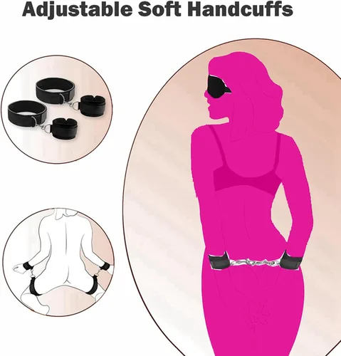 Vista 3 de Cinturón de sujeción para cama de tamaño Queen, cinturones para muñecas y tobillos, kit de restricciones de bondage sexual, correas de juguetes