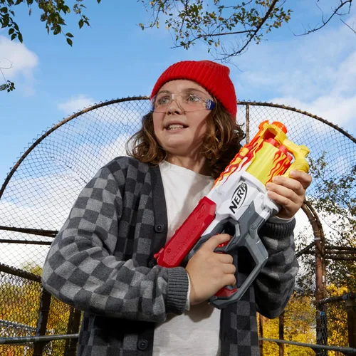 Vista 7 de Nerf Mega CycloneShock - Pistola de juguete, estilo de color Hotrod, tambor de 6 dardos, 6 dardos AccuStrike, fácil cebado (exclusivo de Amazon)
